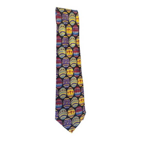 Gospitality Easter Egg Patterned Mens Neck Tie - Multicolor Polyester - Picture 1 of 1